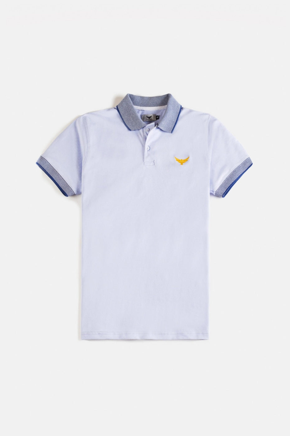 Contrast Jacquard Collar Polo Shirt - Bleu de France