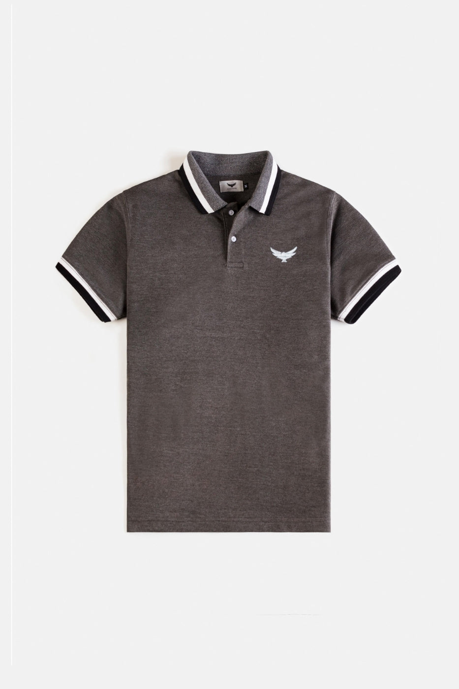 Contrast Jacquard Collar Polo Shirt - Iron