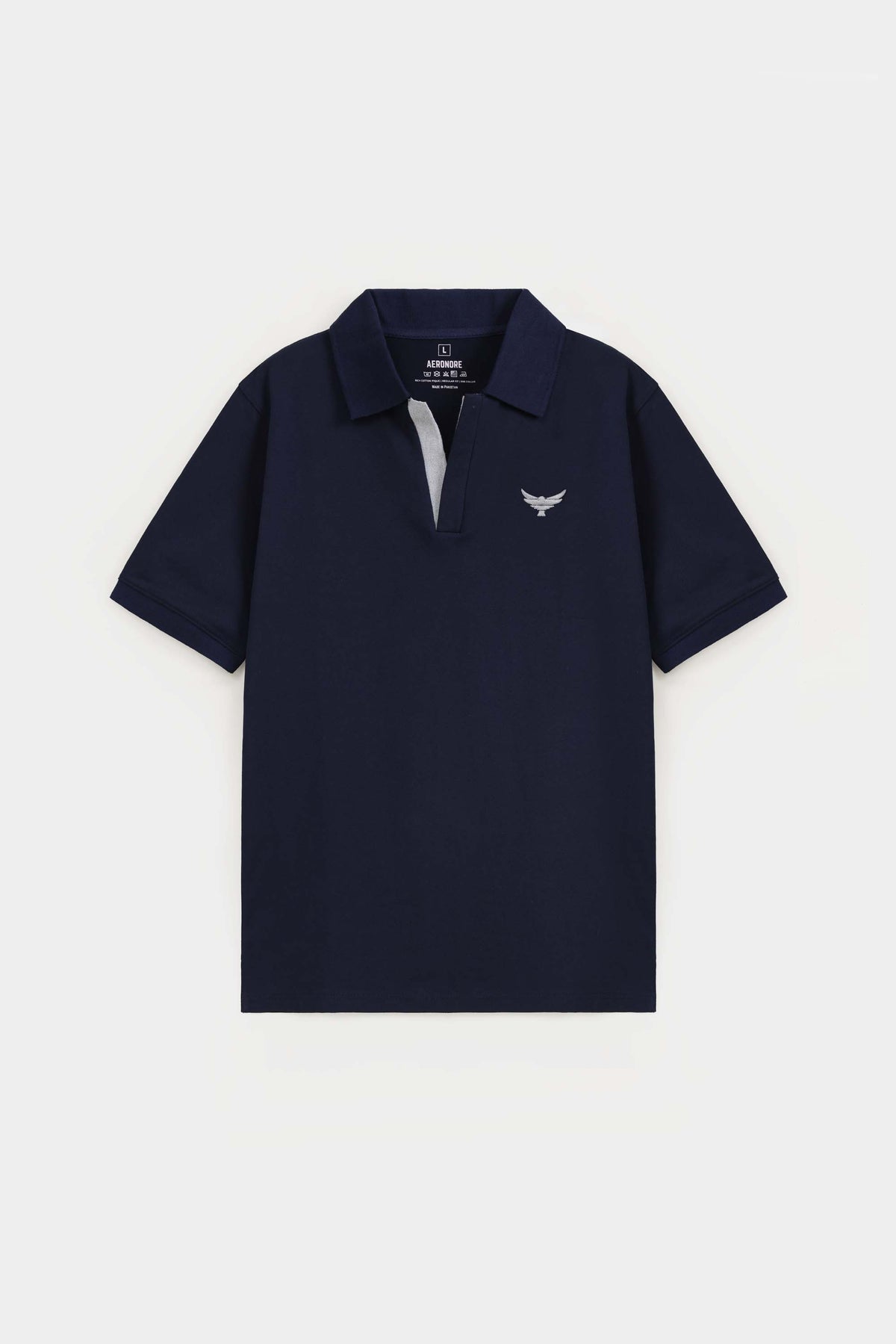 Oversize Open Placket Terry Polo Shirt - Yale Blue