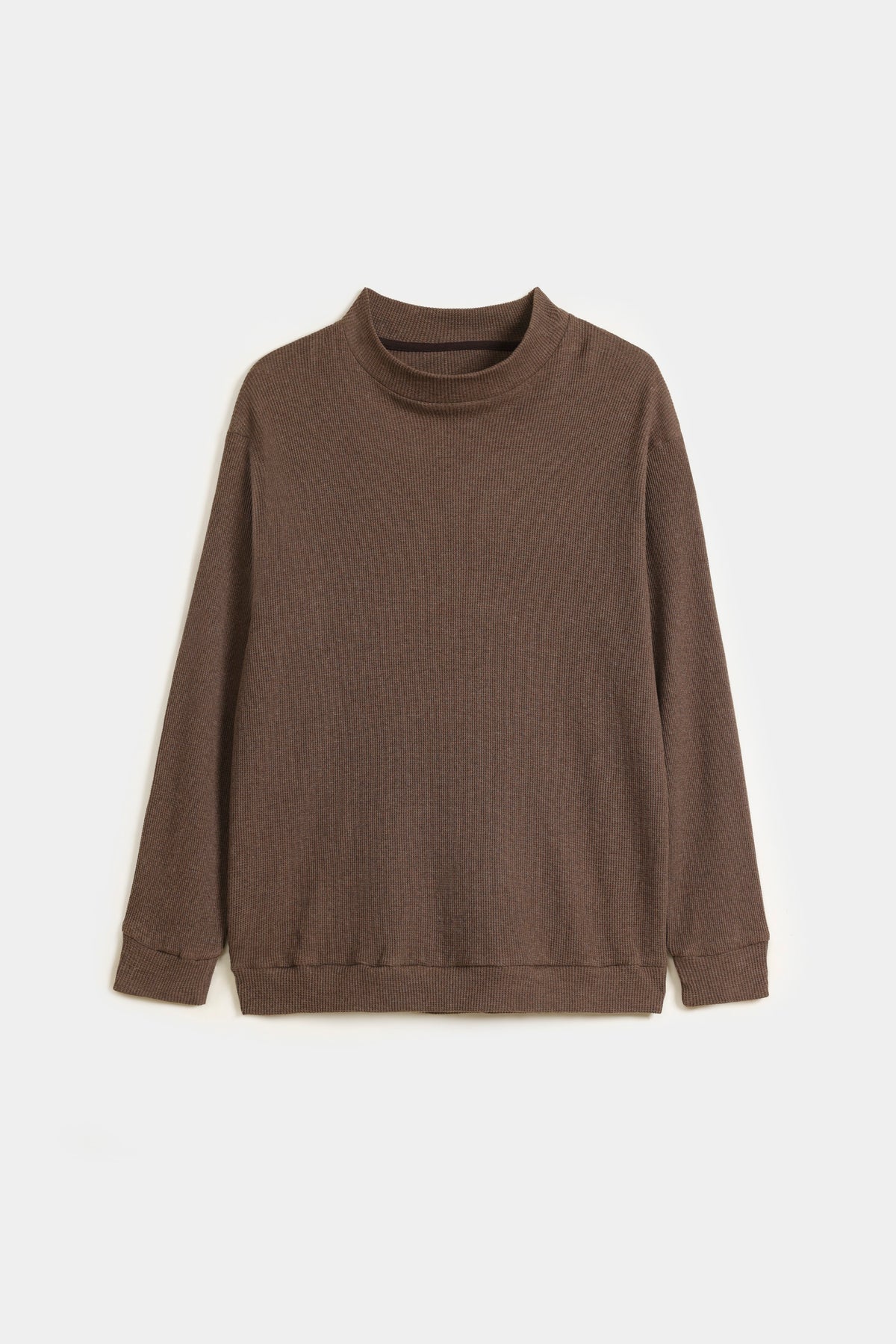 Thermal Waffle Sweatshirt - Saddle Brown