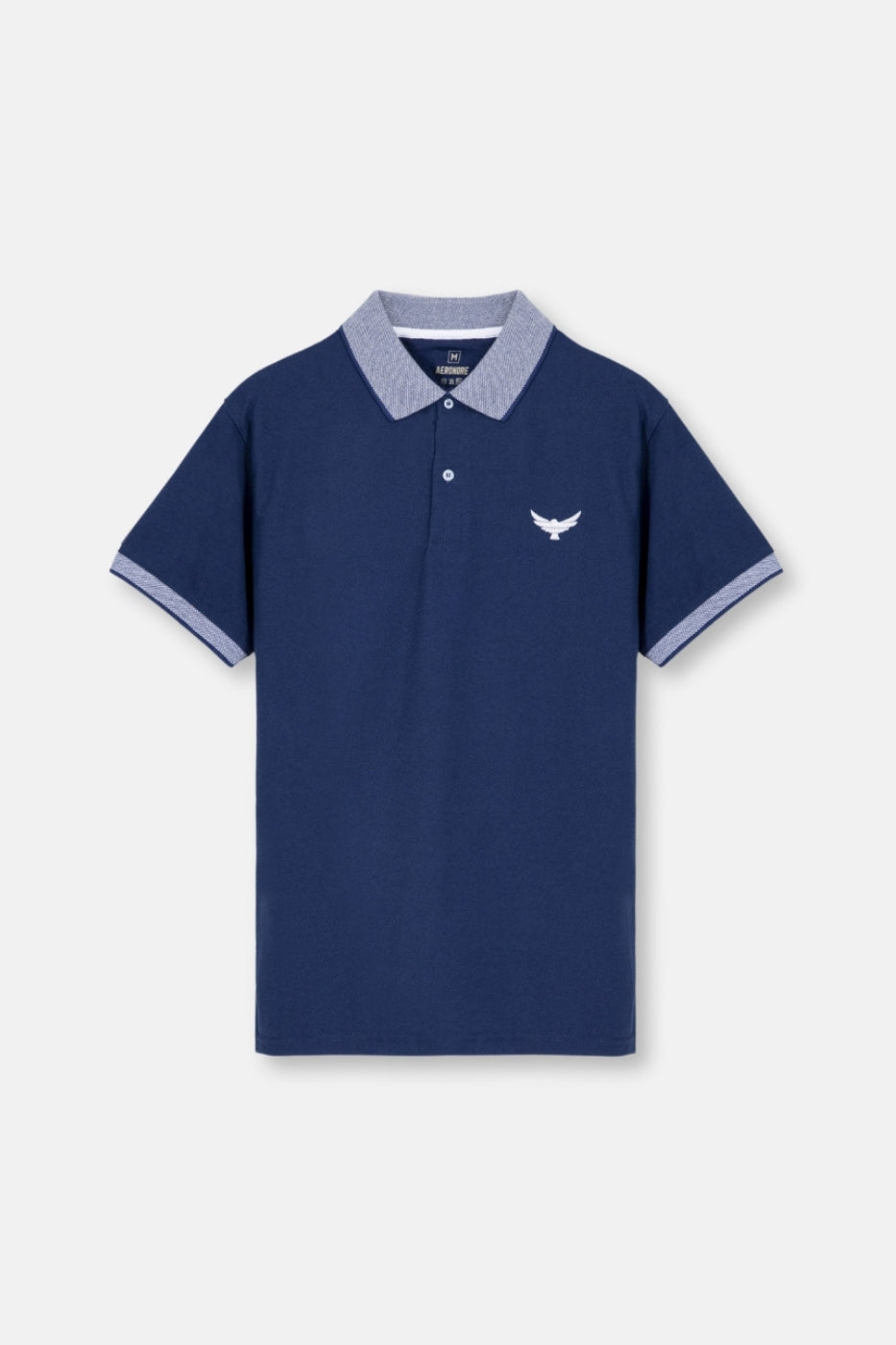 Contrast Jacquard Collar Polo Shirt - High Seas