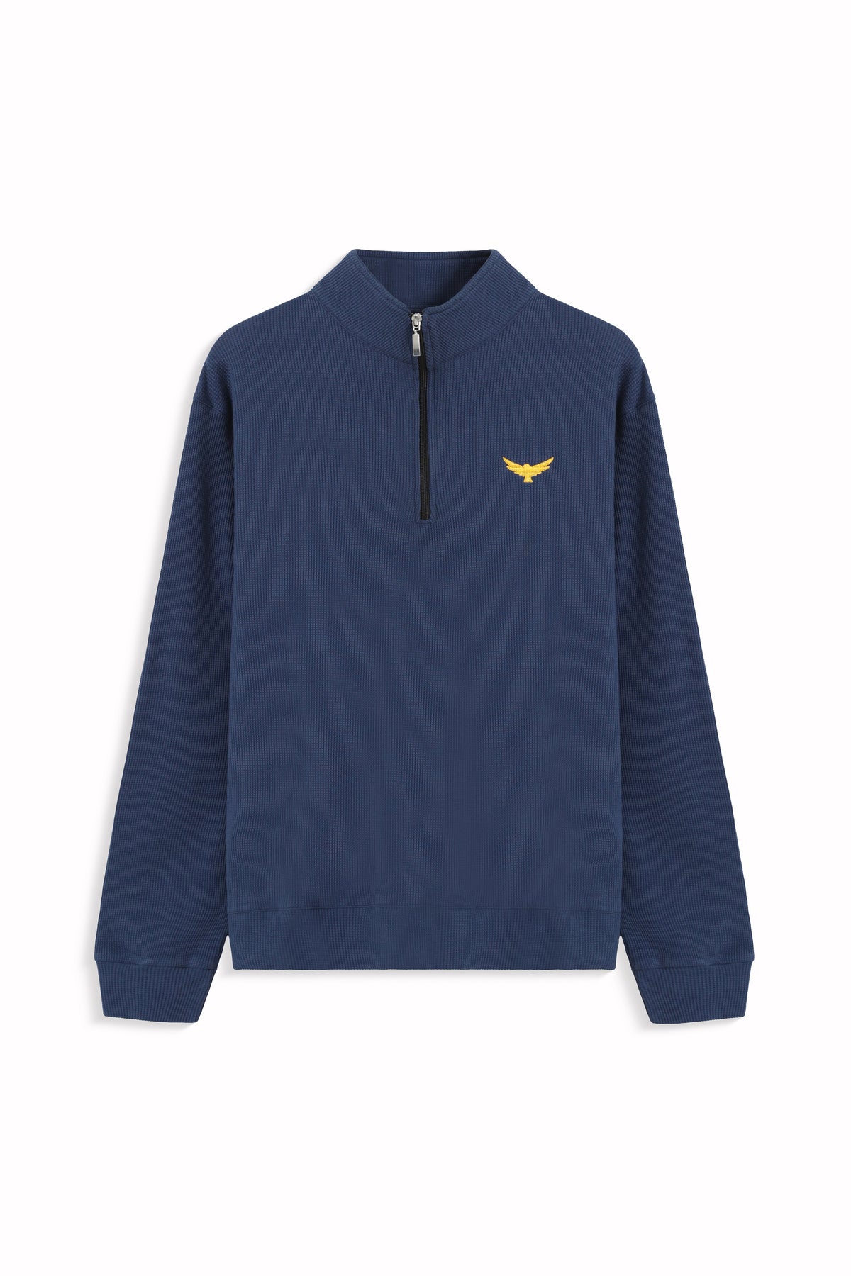 Thermal Mock Neck Half Zip Sweater - Yale Blue