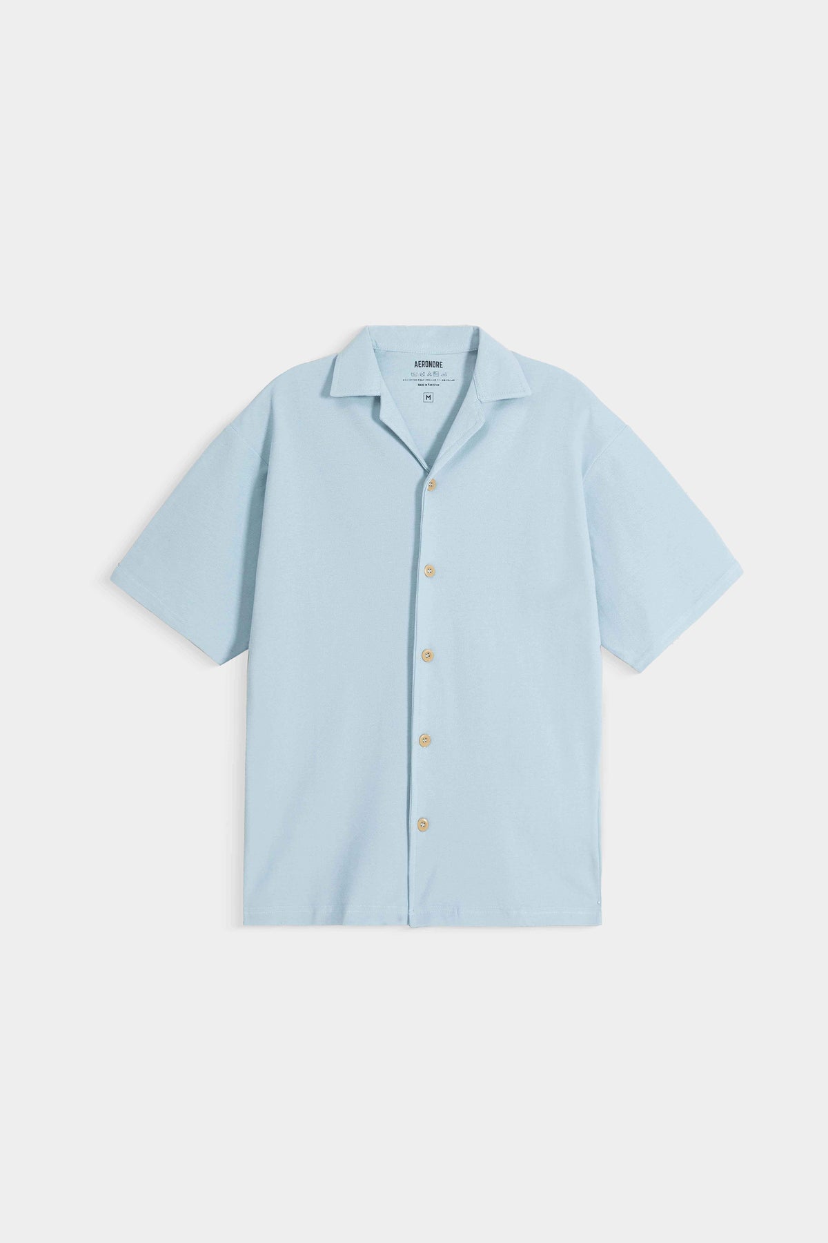 Cotton Terry Resort Collar Shirt - Maya Blue