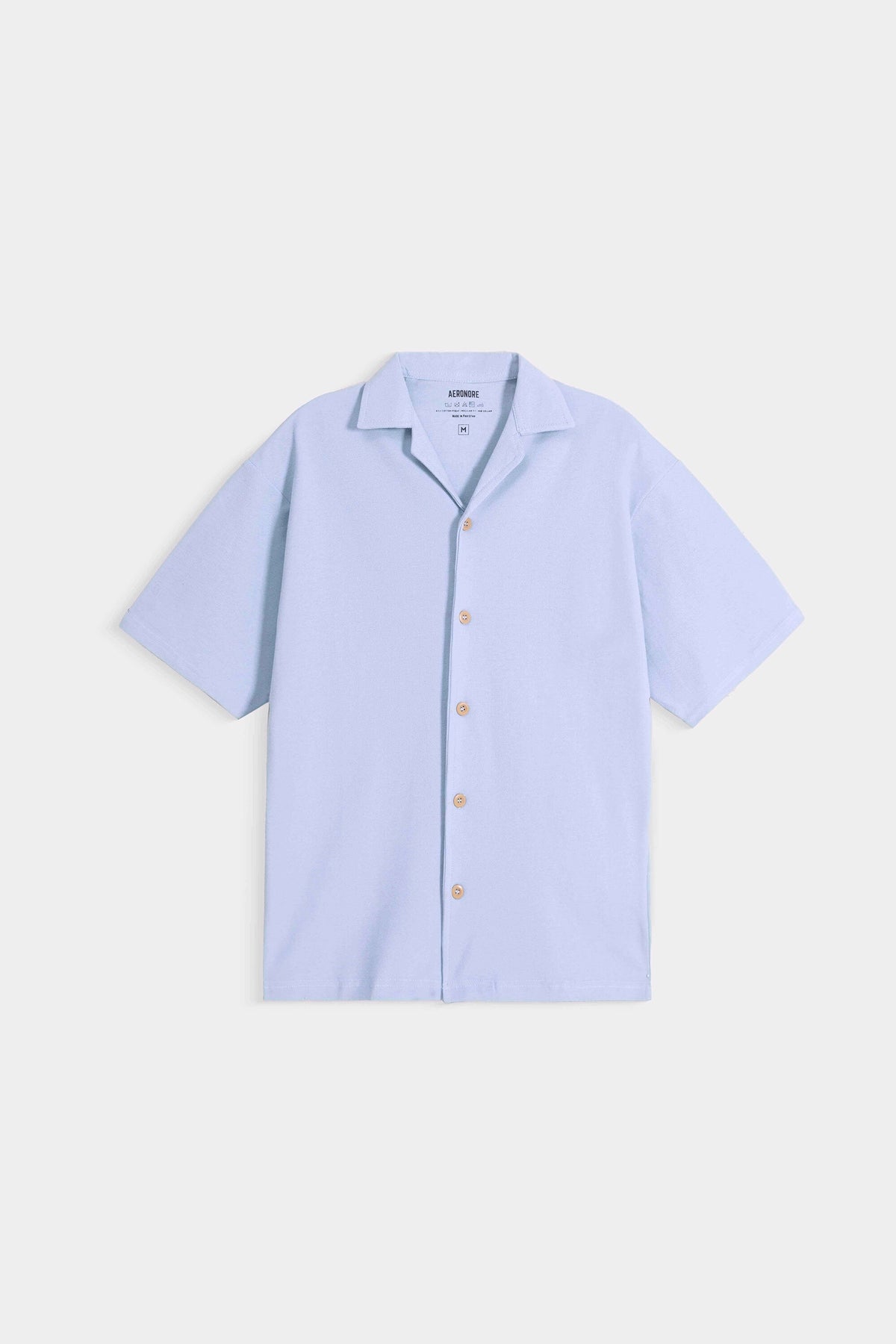 Cotton Resort Collar Shirt - Carolina Blue