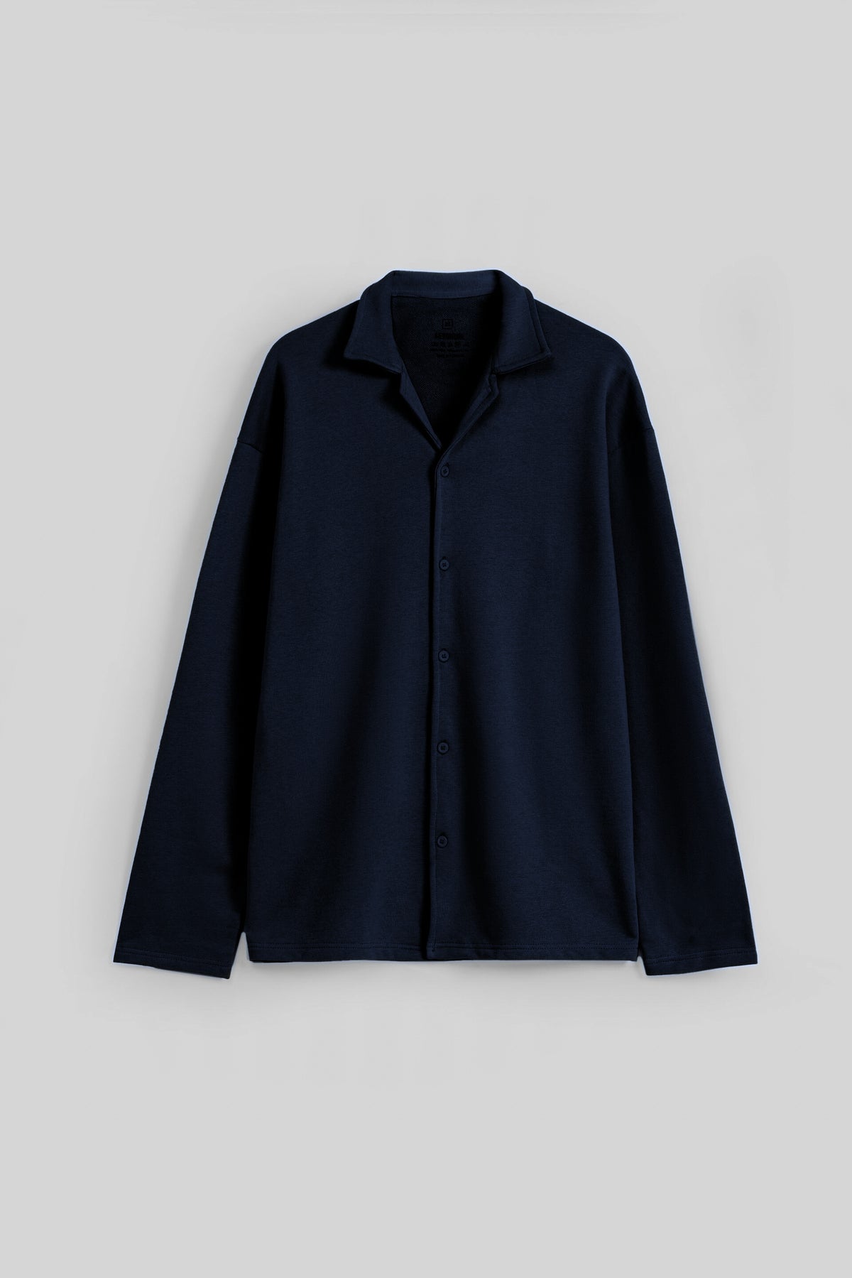 Cotton Terry Resort Collar Full Shirt - Royal Navy