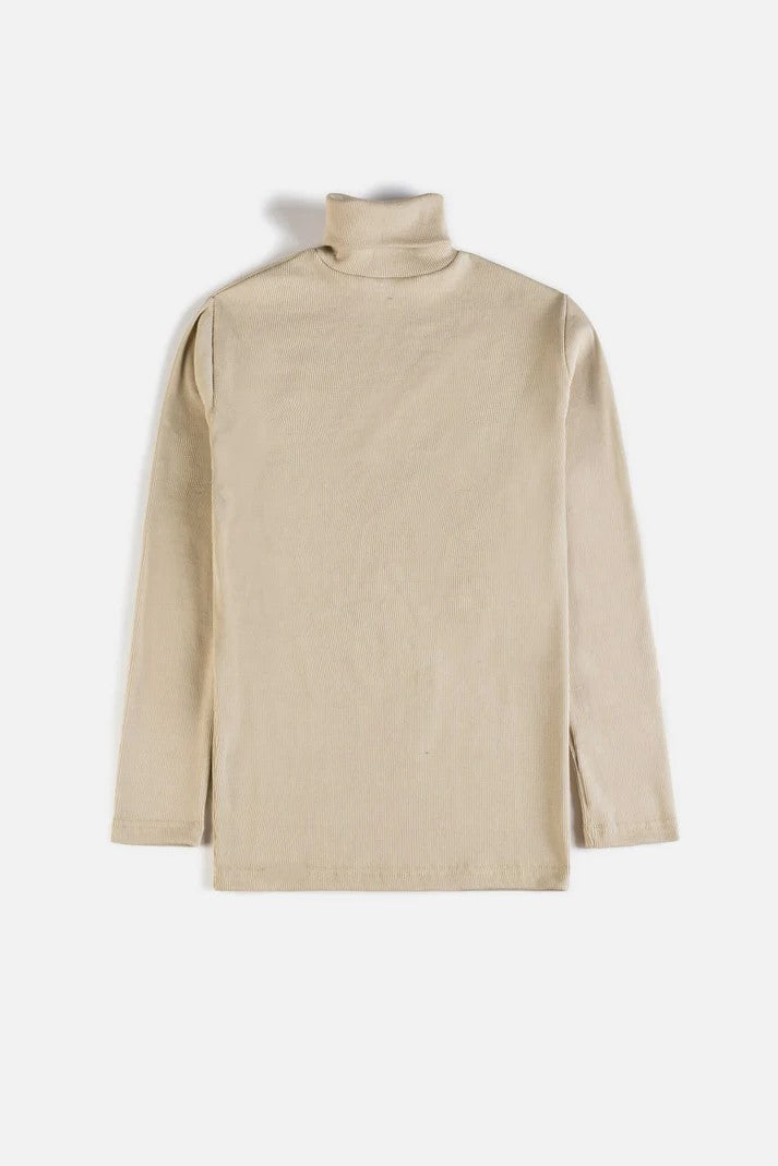 Premium Rib Cotton Turtle Neck - Ivory