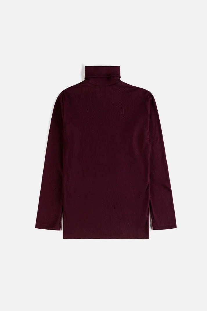 Premium Rib Cotton Turtle Neck - Maroon