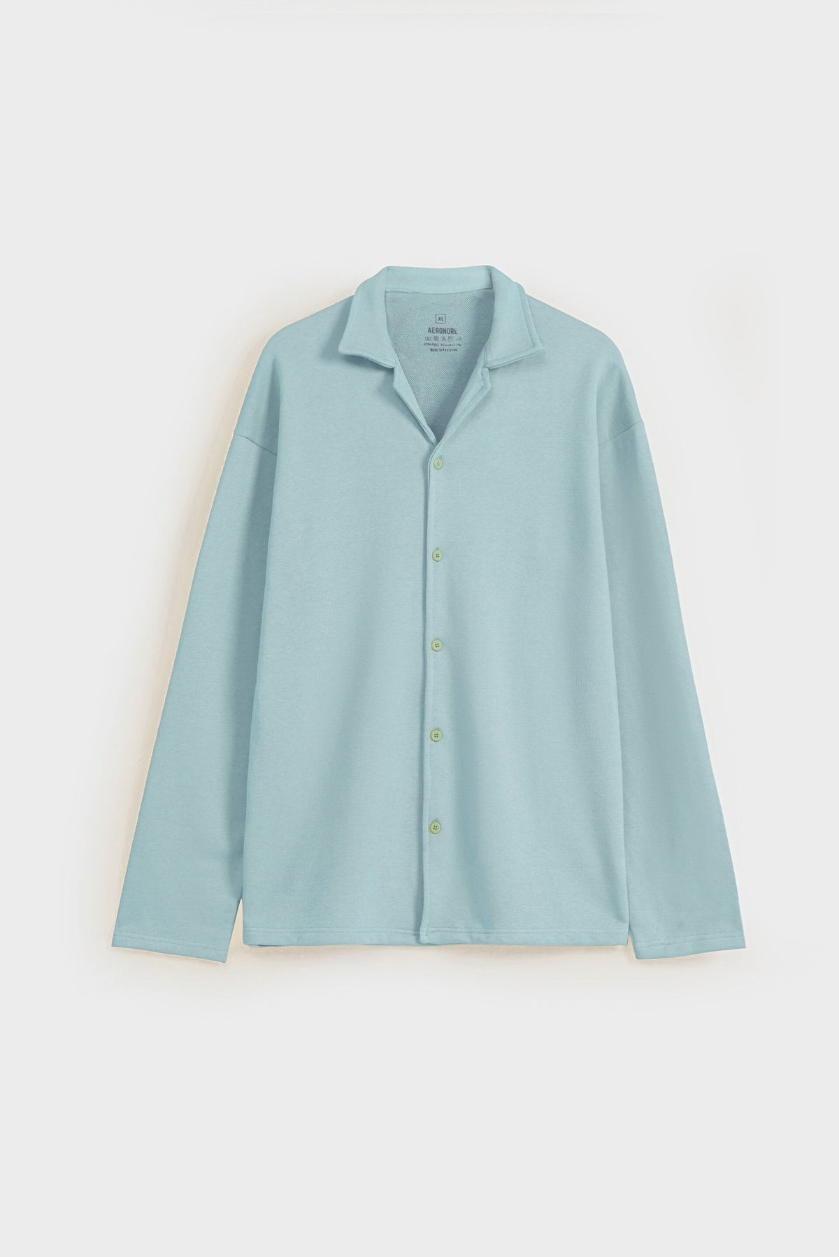 Cotton Terry Resort Collar Full Shirt - Columbia Blue