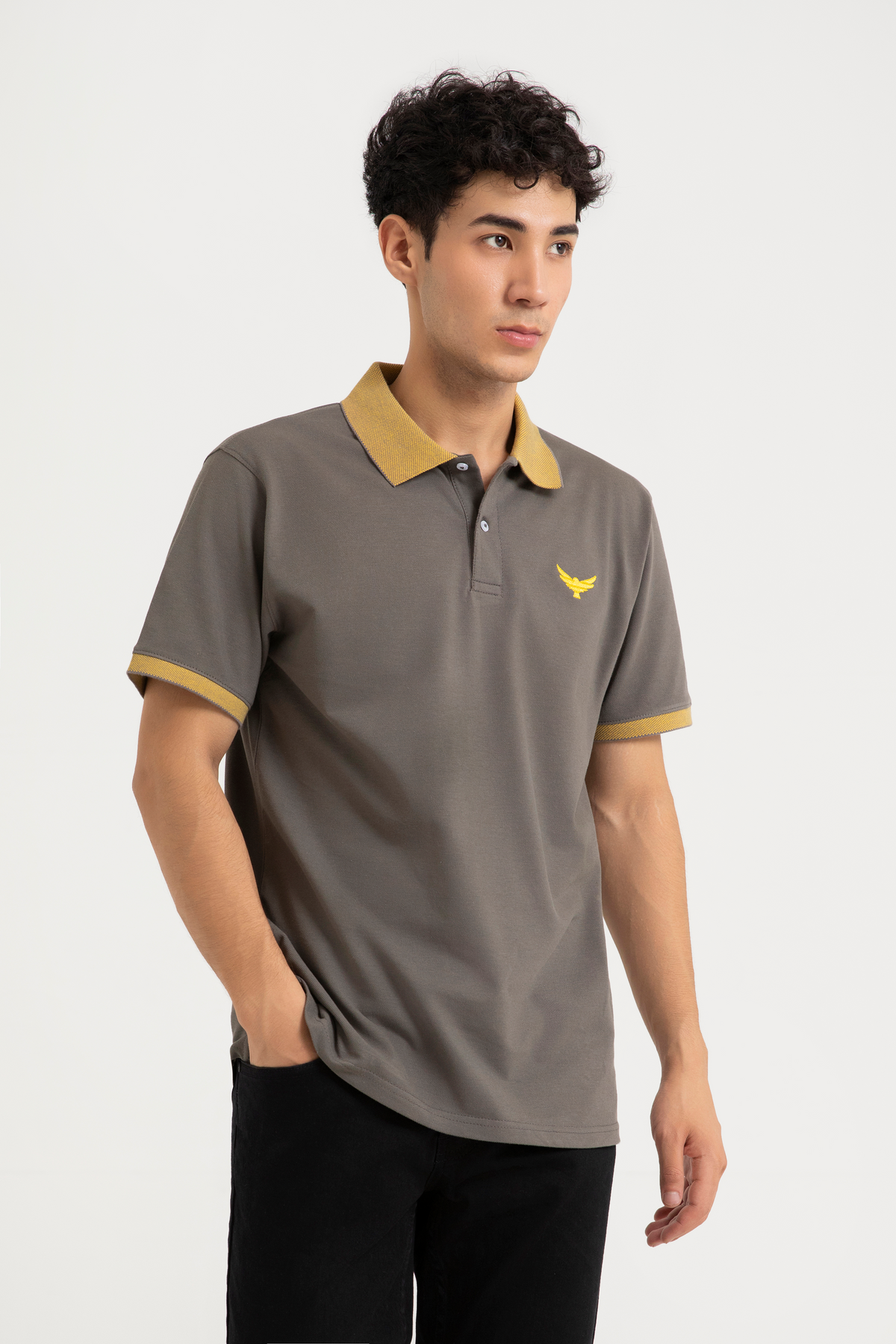 Contrast Jacquard Collar Polo Shirt - Herald