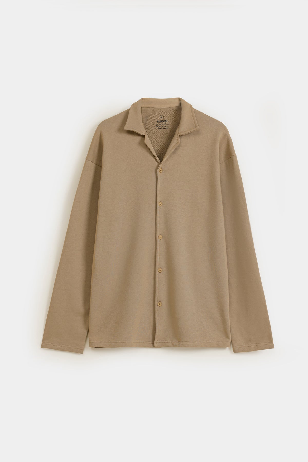 Cotton Terry Resort Collar Full Shirt - Dune