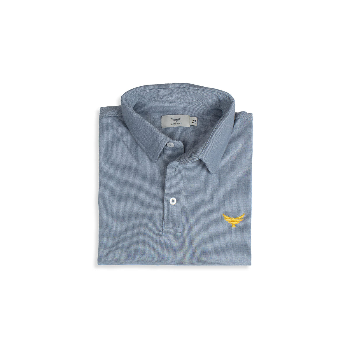 Self Collar Full Polo Shirt - Steel Blue