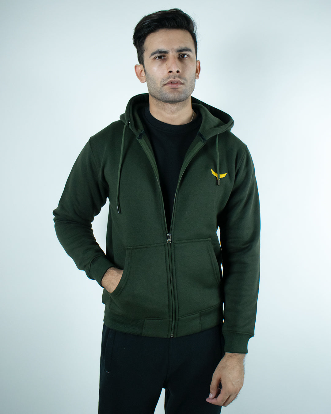 Premium Fleece Zip Hoodie - Army