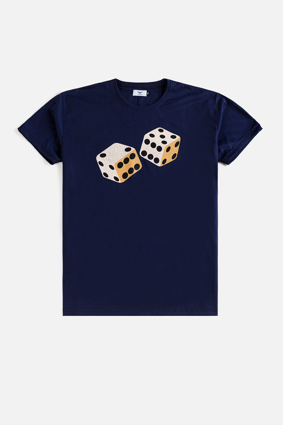 Cotton Dice Print T Shirt - Navy Blue