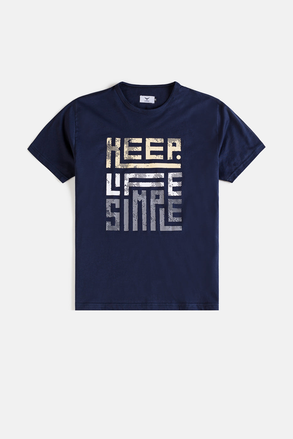 Cotton Life Print T Shirt - Navy Blue