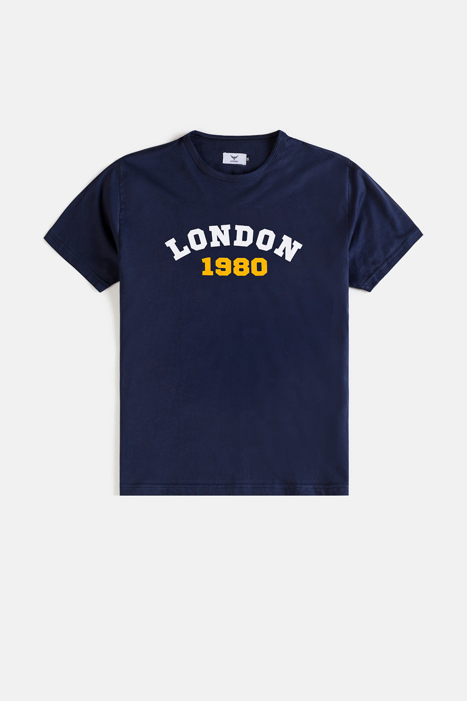 Cotton London Print T Shirt - Navy Blue