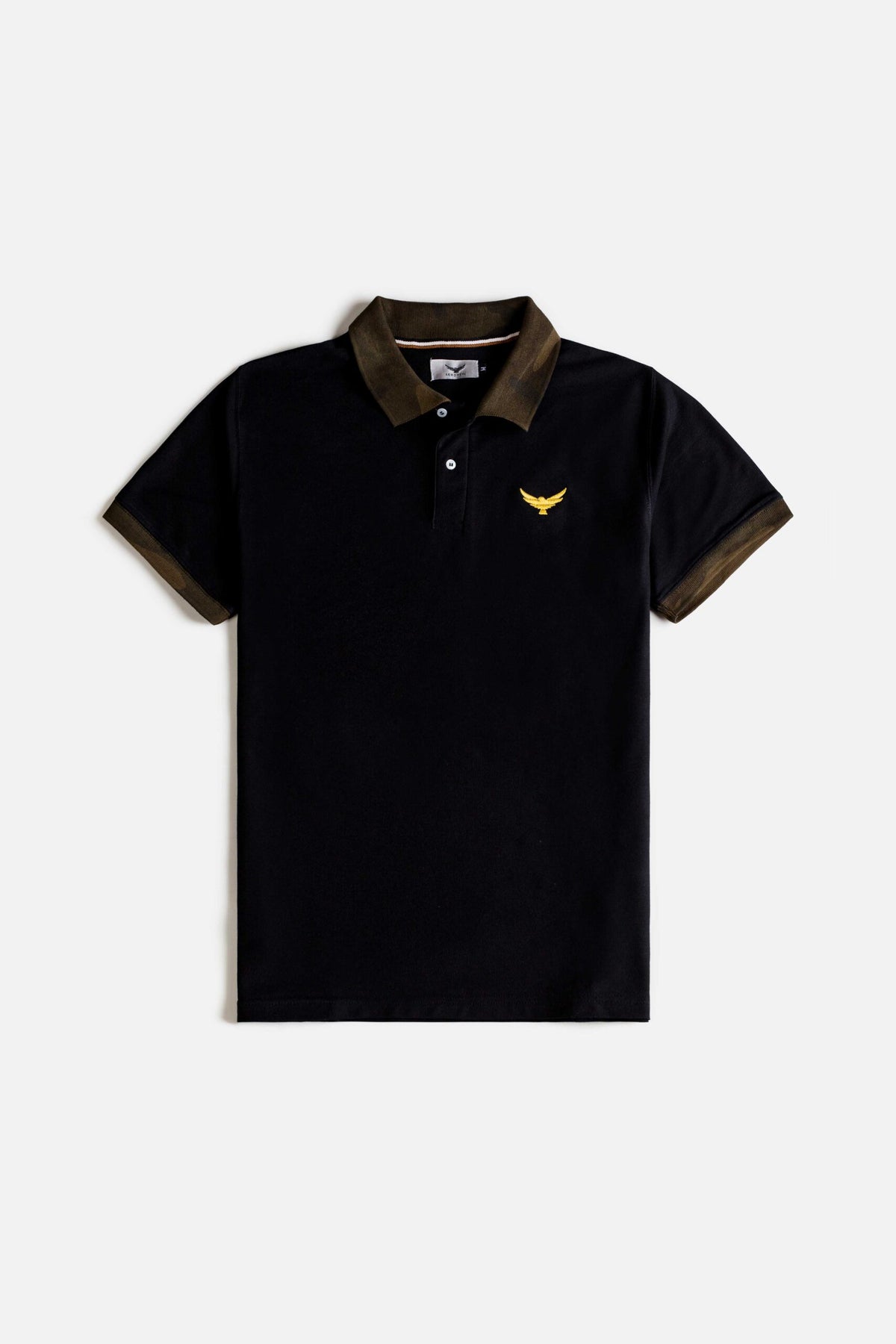 Contrast Collar Polo Shirt - Camouflage Black