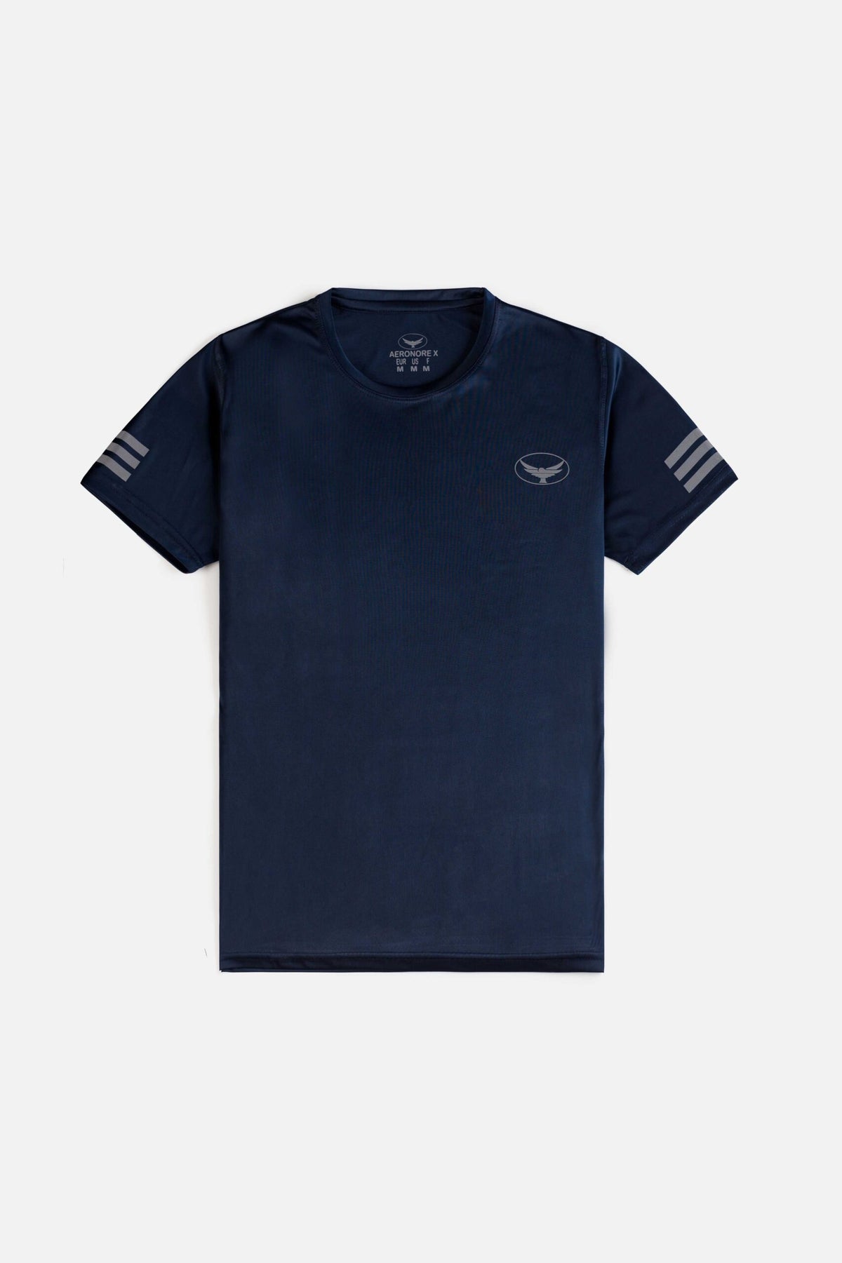 Arm Stripes Sports T Shirt - Navy Blue